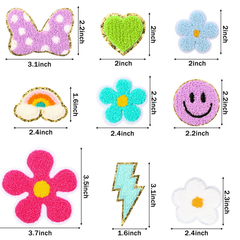 5PC/lot 8CM Flower Patches Towel Chenille Embroidery Garment Applique Iron  On Patch For Clothing Supplies Decorate Accessories