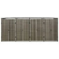 thumbnail image 4 of vidaXL Quadruple Wheelie Bin Shed Gray 107.9"x31.5"x46.1" Poly Rattan, 4 of 7