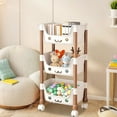 thumbnail image 6 of YIKA Large Floor Shelving Unit 3-Tier Mobile Storage Cart on Wheels Adjustable Tier Shelves Rolling Utility Cart Wheels for Kitchen Bathroom Office Living Room Storage Rack Organizer Cart, 6 of 6