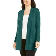 JM Collection Women's Open Front Cardigan Green Size Petite Medium
