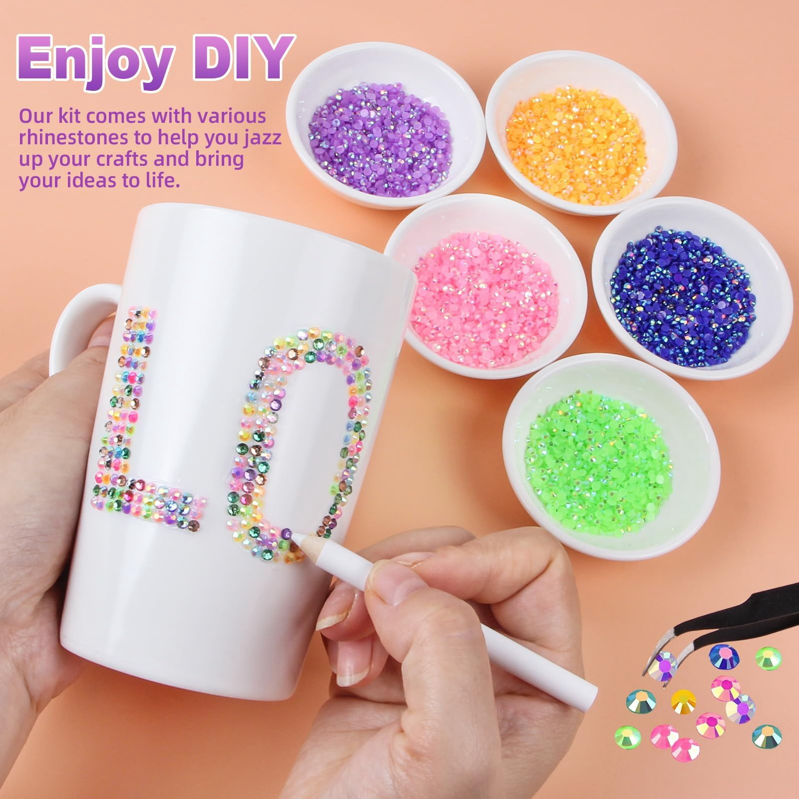 32000Pcs 40 Colors Resin Jelly Rhinestones for Bedazzling, 3mm Multicolor Flatback Gems for Crafting, Bedazzler Kit with 3Pcs 10ml B7000 Glue for Clothes Book Shoes Nails Art Makeup