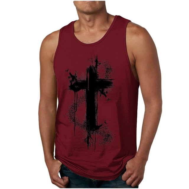 Tanques para Hombre para el Verano Solto Chaleco Impresión Deportivo Cuello Redondo, Casual
