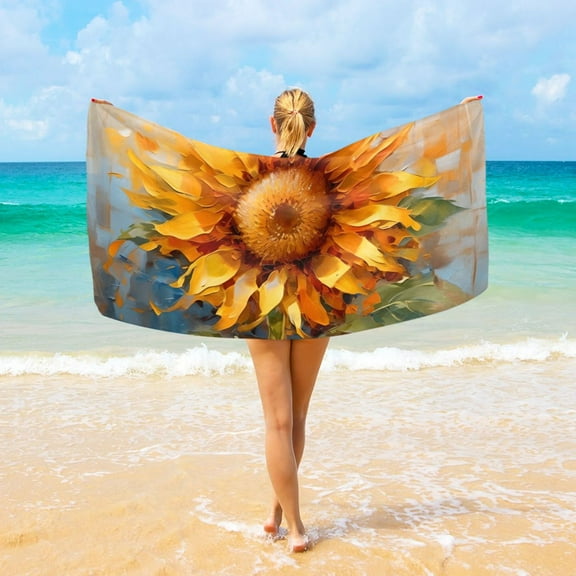 Sunflower Beach Towel Camping Towel Microfiber Oversized 37" x 74" Absorbent for Seaside Camping Swimming Fitness
