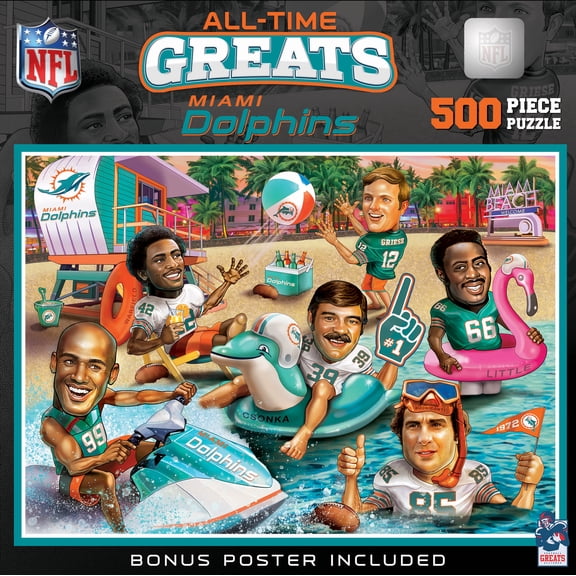 MasterPieces NFL Miami Dolphins 500 Piece Jigsaw Puzzle for Adults - All-Time Greats