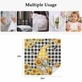 thumbnail image 4 of Gnomes Plaid Cloth Napkins, Yellow Sunflower Farmhouse Bee Black Check Washable and Reusable Dinner Napkins Set of 8, Table Napkin for Kitchen Party Birthday Wedding Hotel Housewarming 20"x20", 4 of 8