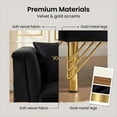 thumbnail image 3 of (Sofa with 2Pillow) 82.67" Modern Velvet 3-Seater Sofa｜Vertical Channel Tufted Backrest｜Gold Metal Legs｜Chesterfield Style｜Black Couch for Living Room with 2 Pillows (Black), 3 of 11
