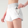 thumbnail image 2 of Stichou Women's Running Shorts Quick Dry with Zip Pockets High Waisted Athletic Workout Gym Shorts for Women White XL, 2 of 5