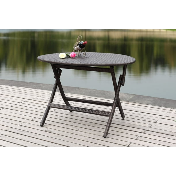 Safavieh Ellis Outdoor Patio Round Folding Table - Brown - Walmart.com - Walmart.com
