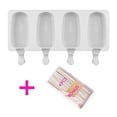 thumbnail image 1 of Moldes caseros de silicona con tapa, moldes para paletas, sin BPA, moldes para helado de 4 cavidades para hacer pasteles, helados y palitos de paleta, fácil liberación, 1 of 5