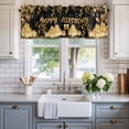 thumbnail image 2 of Happy Birthday Farmhouse Short Window Curtain Valances, Gifts Golden Black Balloons Goblet Glitter Ribbons Rod Pocket Kitchen Valances for Living Room Bedroom Bathroom Cafe 42" x 12", 2 of 8
