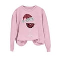 thumbnail image 2 of Christmas Outfits Women Crewneck Sweatshirt Shiny Rhinestone Wine Glass with Santa Hat Long Sleeve Loose Festive Tops (2XL, Pink), 2 of 5