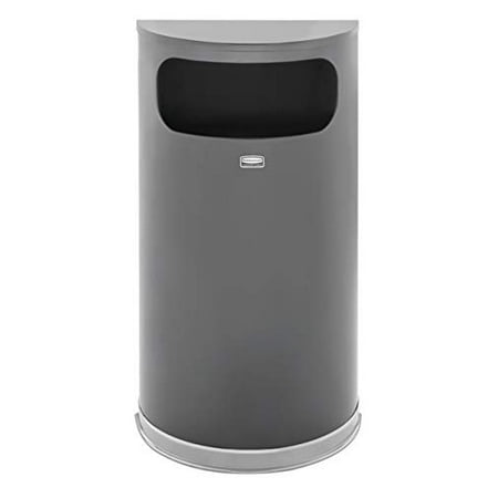 

KUSONG Commercial Products Half-Round Steel Trash Can 9-Gallons Anthracite Side Opening Indoor/Outdoor Garbage Can for Lobby/Office/School/Restaurant