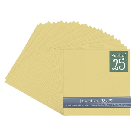 Soft Yellow 28x28 Uncut Art Mat Board - No Opening - 25 Mats