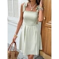 thumbnail image 6 of Women Casual Striped Tie Front Camisole Dress Sun Dress Summer Vacation Flowy Mini Dress, 6 of 10