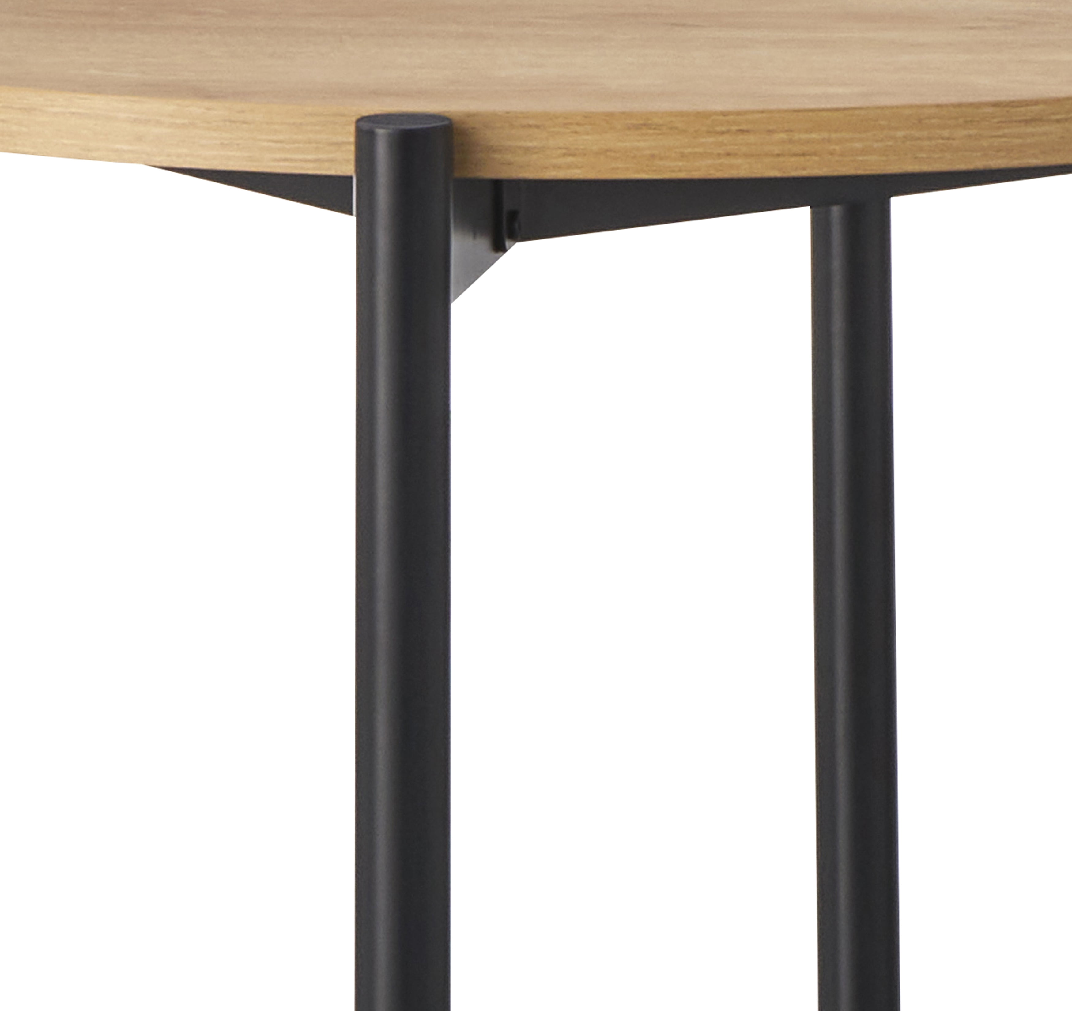 TMS Fullerton Round Metal Frame Dining Table, Light Oak