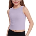 thumbnail image 1 of Nwiuh Girls Tank Tops Kids Athletic Ribbed Knit Crewneck Crop Tops Basic Camisole 5-16 Years (Purple, 5-6 Years), 1 of 6