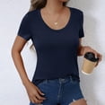 thumbnail image 6 of ZyeKqe Going out Tops for Women Short Sleeve Shirts Scoop Neck T Shirts Slim Fitted Basic Tees, 6 of 8