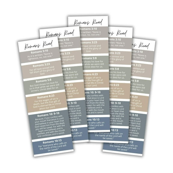 Romans Road Bible Verse Bookmark 50pk 2x6 Minimalist Modern How To Be Saved Girl Church Baptism Gift Youth Camp Present