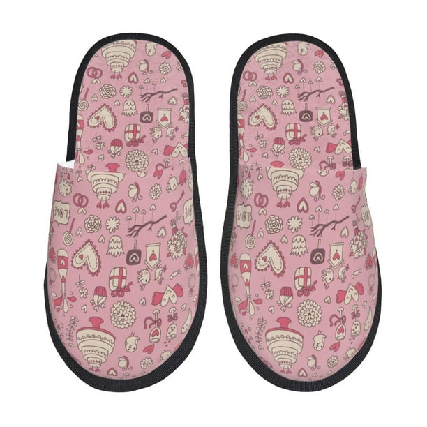 Fotbe Cute Love Pantuflas Peludas para Mujer con Estampado, Zapatillas de Peluche, Zapatos de Invierno para Casa, Uso Interior y Exterior-Medium