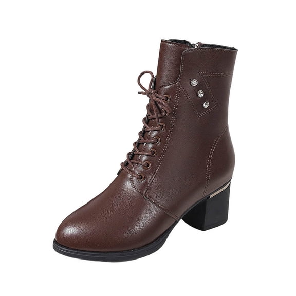 Wensltd Womens Boots Chunky Heel Round Toe Booties Wide Width Fall Winter Dress Shoes