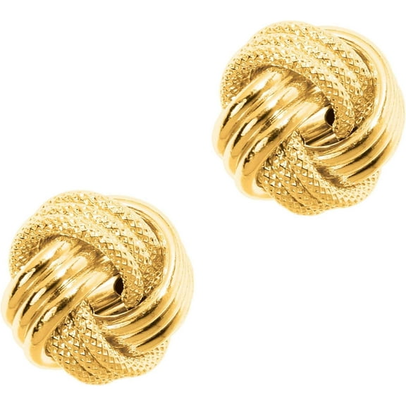 Floreo 14k Yellow Gold 12.5mm Large Polished & Textured Love Knot Stud Earrings