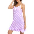 thumbnail image 3 of WBQ Women's Nightgown Sleeveless Polka Dot Sleepshirts Button Loungewear House Dress Soft Comfy Nightshirt Henley Nightdress, Purple M, 3 of 9