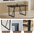 thumbnail image 3 of Industrial rectangular MDF black dining table for 4-6 people with 1.5 inch thick MDF top and black metal legs for work desk, kitchen, terrace, dining room., 3 of 6