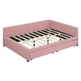 thumbnail image 5 of Aukfa Full Size Daybed with Two Storage Drawers, Upholstered Sofa Bed Frame, Pink, 5 of 8