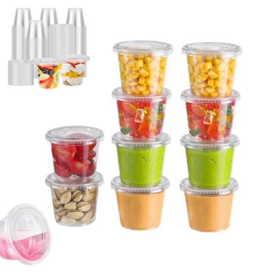 Portable 5.5 oz Portion Cups,50pack of Disposable Cups With Lids for Ice Cream,Disposable Souffle Boxes for Cake,Smoothie,Milkshake