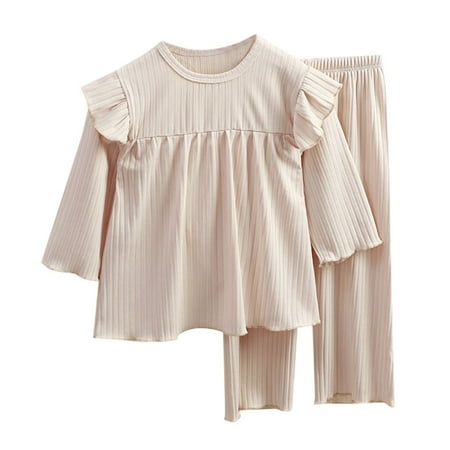

Kids Girls Soft Comfy Long Sleeve Solid Color Sleepwear Spring Summer Pajamas 2Pcs Set Tees for Babies Long Sleeves Shirt for Girls Girls Long Sleeve Undershirt My Slave T Shirt Cat Toddler Shirt Ween