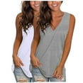 thumbnail image 2 of Tank Tops for Women Plus Size 2PC Sleeveless Round Neck Casual Solid Color Loose Blouses Gray L, 2 of 5