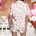 thumbnail image 5 of Wang6 Women's Satin Pajamas Sets with Shorts 2 Pieces Plus Size Pjs Sets Soft Short Sleeve V Neck Button Shirts Cute Floral Printed Sleepwear Loungewear Sets Light Pink M, 5 of 5