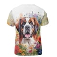 thumbnail image 2 of Welcome Spring Summer Saint Bernard Portrait Flower Blue Sky All Over Print 3D Shirt Unisex Merch St Dog Lover - 12001, 2 of 6