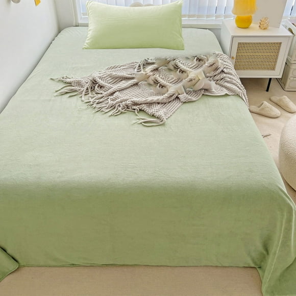 Queen Sheet Set, Elegants Comfort Soft Velvet Flannel Sheet Set Quality Cozy Warm Antis Statics Non Pilling Fuzzy Velvet Flannel Fleece Sheet Set, Green