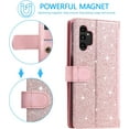 thumbnail image 6 of Wallet Phone Case for Samsung Galaxy A13 5G/4G/A04S, Retro Matte 9 Card Holder Slots Zipper Pocket Case PU Leather Magnetic Closure Kickstand Wrist Strap Shockproof Folio Flip - Rose Gold, 6 of 16