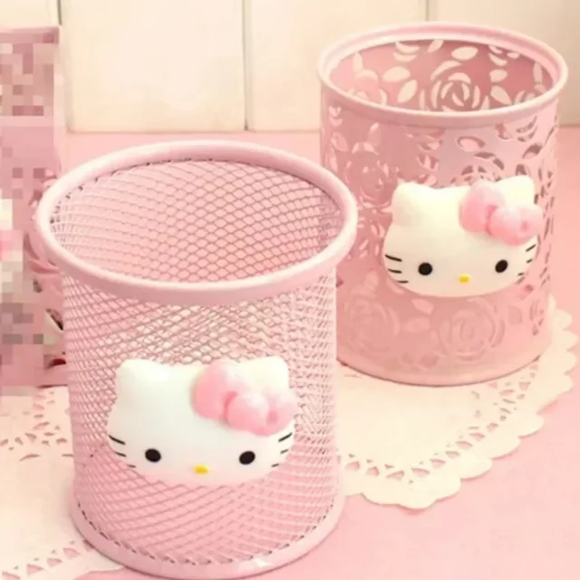Portalápices de dibujos animados de Hello Kitty para niños, caja de almacenamiento de escritorio kawaii, adornos creativos, animación periférica de Anime Sanrio
