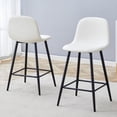 thumbnail image 5 of Bar stools Set of 2, Faux PU Leather Counter Height Bar Stools, Dining Room Chairs with Metal Legs & Soft Backrest, Easy to Assemble(White), 5 of 9