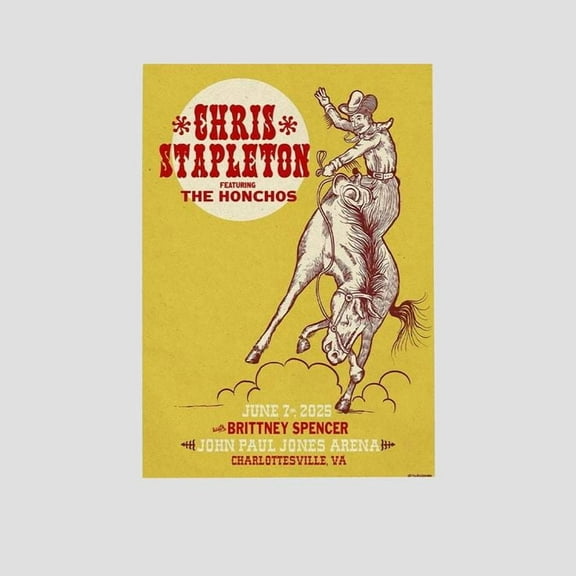Music Poster Chris Stapleton 2025 Tour Charlottesville Retro Style - Size 24''x36'' - Postora