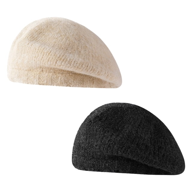 Boinas de cachemira, gorros de lana merino cálidos para mujer, gorro de punto de moda para invierno