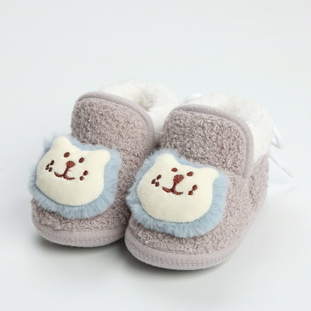 

Aayomet Baby Booties Baby Boys Girls Cozy Fleece Booties Winter Non Skid Soft Sole Shoes Winter Socks Toddler First Walkers Warm Shoes Gray 12 Months