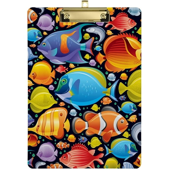 FMSHPON Tropical Fish Sea Clipboard Hardboard Wood Nursing Clip Board and Pull for Standard A4 Letter 13x9 inches