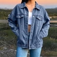 thumbnail image 4 of Oversized Denim Jackets for Women Drop Shoulder Jean Jacket Plus Size Casual Button Down Boyfriend Denim Jean Jackets with Pockets, 4 of 7