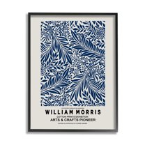 Stupell Industries Blue Floral Leaves Botanical Pattern Exhibition Flyer Framed Wall Art, 11 x 14, Design by Ros Ruseva