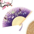 thumbnail image 4 of Chinese Fans Folding Fan, 8 in Bamboo Frame, Purple Gradient, Cherry Blossom Rabbit Print, Folding Fans Handheld, Summer Cooling, Wedding Accessory, 1 Pc, 4 of 8