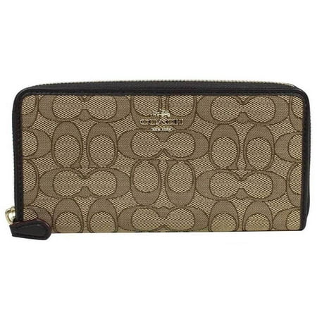 Coach F54633 Accordion Zip Wallet In Outline Signature Brown NWT