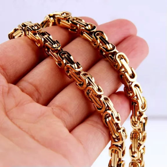 QQTDFG 4/6/8mm Women Men Cut Byzantine Chain Stainless Steel Necklace or Bracelet 8-40"-Gold-8mm-26inch or 66cm
