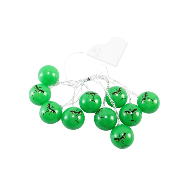Grinch Christmas String Light Yard Decorations Outdoor Christmas Light String, LED Green Hair Light String, Atmosphere Decoration Light String, 10 Lights