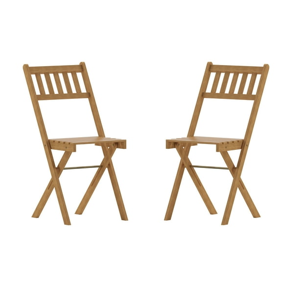 Flash Furniture Martindale Acacia Wood Folding Bistro Chair, Natural