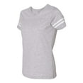 thumbnail image 2 of Women's Football V-Neck Fine Jersey Tee Color Vintage Heather/ White Large Size, 2 of 5