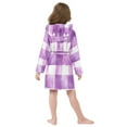 thumbnail image 7 of FORMRS Niños Bathrobe Unisex Hooded Robe Soft Plush Pajamas Sleepwear, Size 10-12T, Purple and White Pattern, 7 of 7